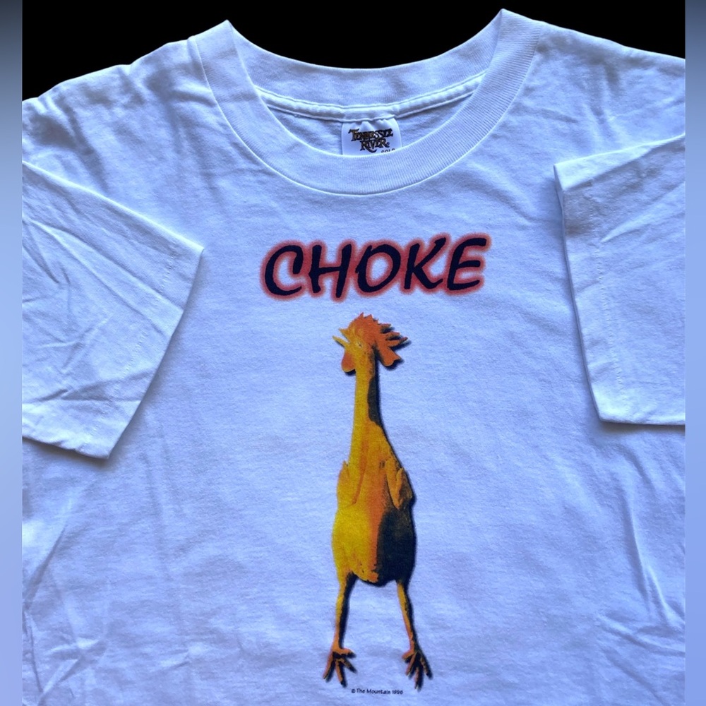 Vintage 1996 the mountain choke chicken humor tee 90s t shirt VTG obscure art